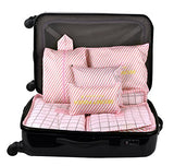 7-Piece Packing Cube Set- Travel Luggage Packing Organizers with Shoe Bag, Stripe Pink