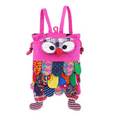 Baoblaze Big Owl Backpacks Bags Patchwork Cotton Big Eyes Purses Handmade Handbag - Pink, as