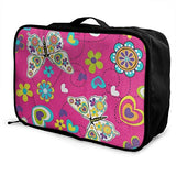 Travel Bags Bright Floral Print Butterfly Portable Storage Inspiring Trolley Handle Luggage Bag