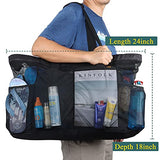 Bulex Extra Large Beach Bags and Totes - XXL Mesh Tote Bag with Pockets & Zipper, Heavy Duty, Lightweight & Foldable - Oversized Carry Tote Bag for Towels, Perfect to Carry all items for Your Family