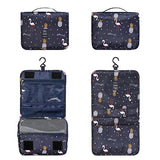 P.travel Portable Cosmetic Bag, Multiple Toiletry Kit, Travel Accessories, Bath and Shower Case Storage, Makeup Organizer for Women and Men, PT-1719 (Black Flamingo)