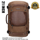 WITZMAN Men Travel Backpack Canvas Rucksack Vintage Duffel Bag A2021 (21 inch Brown)