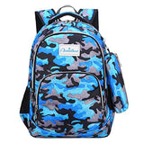ABage Casual Backpack Set Water Resistant Hiking Travel Daypack Bookbag with Pencil Case, Blue