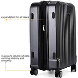 Travel Joy Expandable Carry on Luggage ABS+PC Premium Suitcase TSA Locks Lightweight Spinner Wheels Hardshell Luggage (BLACK1, 1 pc carryon (20")