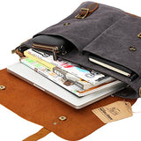 WOWBOX 15.6 Inch Messenger Bag for Mens Vintage Canvas Leather Laptop Messenger Bags Men Business