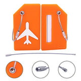 Silicone Luggage Tag With Name ID Card Perfect to Quickly Spot Luggage Suitcase (Plane 5Pcs Orange)