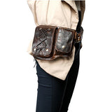 Vicenzo Leather Adonis 2 Leather Waist Pack Hip Purse (Black)