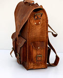Vintage Leather Macbook Briefcase 2-In-1 Leather School Bag Backpack Rucksack