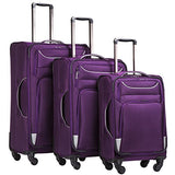 Coolife Luggage 3 Piece Set Suitcase Spinner Softshell Lightweight (Purple+Sliver)