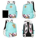 BLUBOON Teens Backpack Set Canvas Girls School Bags, Bookbags 3 in 1 (Water Blue-14)