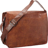 Sharo Leather Bags Computer Messenger Bag (Dark Brown)