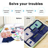 aKing Packing Cubes Set of 6 Travel Organizers with Laundry Bag for Travel Compression(Navy)