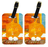 Carolines Treasures 6010Bt Orange Tabby Welcome Cat Luggage Tag - Pair 2, 4 X 2.75 In.