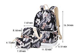 Hey Yoo Fashion High Capacity Canvas Backpack Set Cute Laptop School Bag for Teen Girls, Black