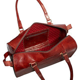 Sharo Leather Bags Red Round Duffle Bag (Red)