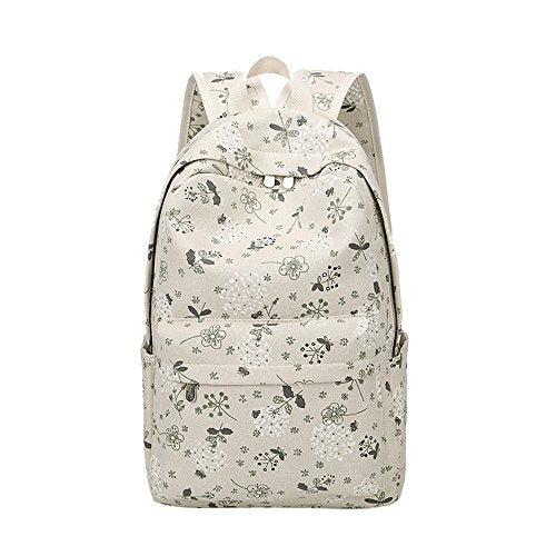 Fanci Flora Flower Prints Elementary School Rucksack Backpack for Teenage Girls Canvas Casual