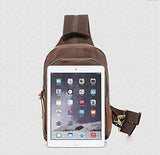 AUGUR Leisure Canvas Genuine Leather Small Sling Backpack For Men & Women (Coffee)