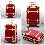 NZBZ Retro Suitcase Set Case Lady Trolley Case Waterproof Luggage TSA Password Box Cute Luggage (Cherry Red + Apricot, 20 inch + 28 inch)