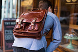 Floto Poste Backpack/Crossbody in Brown Full Grain Calfskin Leather