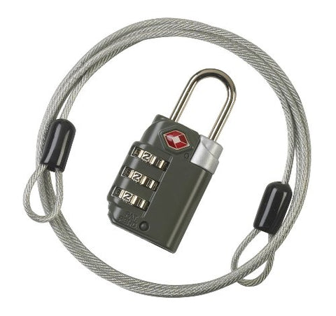 Lewis N. Clark Tsa-Approved 3-Dial Combination Lock With 48In Steel Cable, Grey, One Size