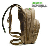 Diaz Sport Tactical Molle Hydration Pack Backpack with 3L Water Bladder. Lightweight & Durable Military Daypack Keeps Water Cold Up to 4 Hours | for Hiking Running Cycling Camping Biking | Tan Khaki