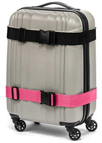 Premium Bright Colored Extra Long Luggage Straps, 2 Pk For The Price Of 1! (Black, Pink (2pk))