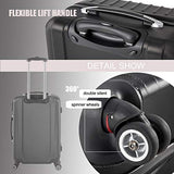 3 Pieces Spinner Luggage Sets black Suitcase Sets Hardshell Lightweight ABS Travel Luggage