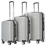 GHP 3-Pcs 20" 24" 28" SilverABS Polyester Lining Hardshell Travel Suitcase Trolley Set