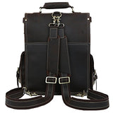 Polare Men'S Vintage Full Grain Leather Satchel Backpack Shoulder Bag Messenger Bag