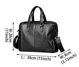 Saierlong New Mens Black Genuine Leather Briefcase Shoulder Laptop Business Bag