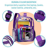 Clear Backpack, iSPECLE Durable School Backpack with Laptop Compartment Clear Backpack with Reinforced Padded Straps Transparent Bag for School, Work, Security, Dark Purple