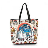 Loungefly Star Wars R2D2 Tattoo Applique Tote Bag Purse (Tan/Multi) STTB0078