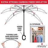 Sharpty Inverted Umbrella, Umbrella Windproof, Reverse Umbrella, Umbrellas for Women with UV Protection, Upside Down Umbrella with C-Shaped Handle (Red Plaid)