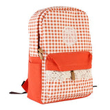 Damara Womens Lace Bow Front Check Spliced Backpack,Orange