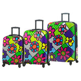 Hontus Flower Largo Hardside Spinner Luggage 3pc Set, Flowery