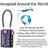 TSA Approved Luggage Locks, Travel Locks Which Also Work Great as Gym Locks, Toolbox Lock, Backpack and more, Black 6 Pack