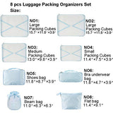 Travel Packing Cubes 8 Pcs Set, Luggage Packing Organizers with Shoe Bag and Toiletry Bag (Light pink)