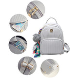 ABage Women's Leather Backpack Purse College School Travel Casual Daypack Handbag, Grey