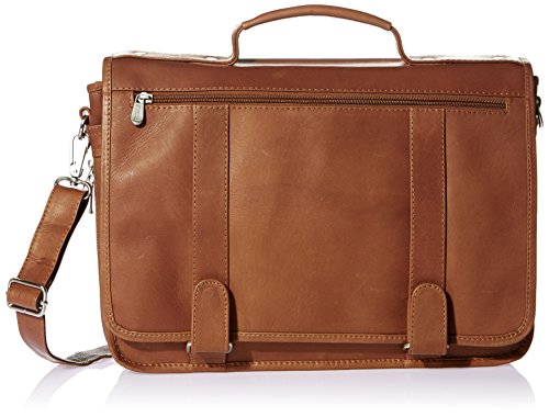 Piel Leather Double Loop Expandable Laptop Briefcase, Saddle