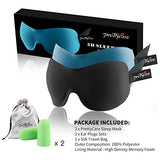 3D Sleep Mask (New Design by PrettyCare with 2 Pack) Eye Mask for Sleeping - Contoured Eyemask for Airplane with EarPlugs & Yoga Silk Bag for Travel - Best Night Blindfold Eyeshade for Men Women Kids