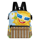Colourlife Wooden Fence On Grass And Smiling Sun Stylish Casual Shoulder Backpacks Laptop School