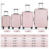 Apelila 4 Piece Luggage Sets,Travel Suitcase Spinner Hardshell Lightweight w/Free Suitcase Cover& Hanger (Rose Gold 4 Piece)