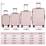 4 Piece Luggage Sets,Travel Suitcase Spinner Hardshell Lightweight w/Free Suitcase Cover& Hanger (Rose Gold, 18 20 24 28 Inch)