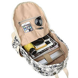 ABage Girl's School Backpack Set 3-Piece Canvas Bookbags Travel Laptop Backpacks, Black