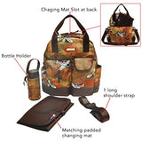 Nicole Lee Diaper Bag Backpack, Multiple Compartments Brown Changing Mat, Bottle Holder Travel Backpack
