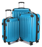 HAUPTSTADTKOFFER Luggages Sets Glossy Suitcase Sets Hardside Spinner Trolley Expandable (20', 24' & 28') TSA (Alex Cyanblue)