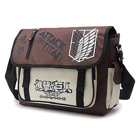 ASLNSONG Japanese Anime Shoulder Bag School Bag Messenger Bag Crossbody Pack (Attack on Titan)