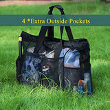 Bulex Extra Large Beach Bags and Totes - XXL Mesh Tote Bag with Pockets & Zipper, Heavy Duty, Lightweight & Foldable - Oversized Carry Tote Bag for Towels, Perfect to Carry all items for Your Family