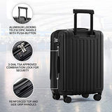 LEVEL8 Carry-On Luggage, Hardside Suitcase, 20” Lightweight ABS+PC Hardshell Spinner Trolley for Luggage with Built-In TSA Lock, 8 Spinner Wheels, Black, 20-Inch Carry-On