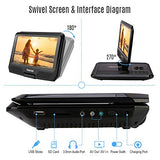TENKER 11" Portable DVD Player with 9.5" Swivel Screen, Built-in Rechargeable Battery and SD Card Slot & USB Port [Upgraded Version]